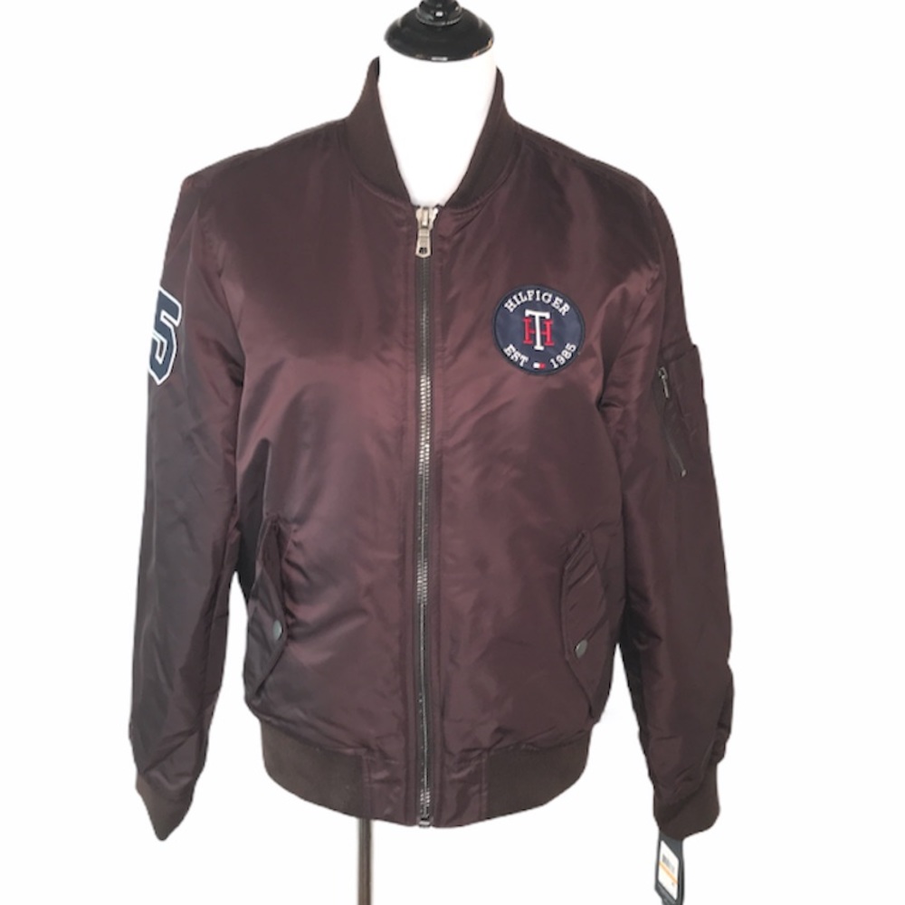 Tommy Hilfiger Bomber Jacket Burgundy Small